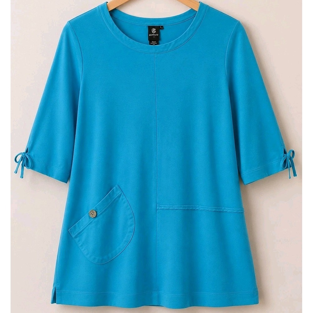 Focus Casual Life Top Small Turquoise Tunic Cotton Lagenlook Artsy Casual
